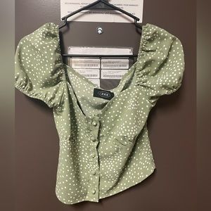 Green Buttondown Polkadot Shirt